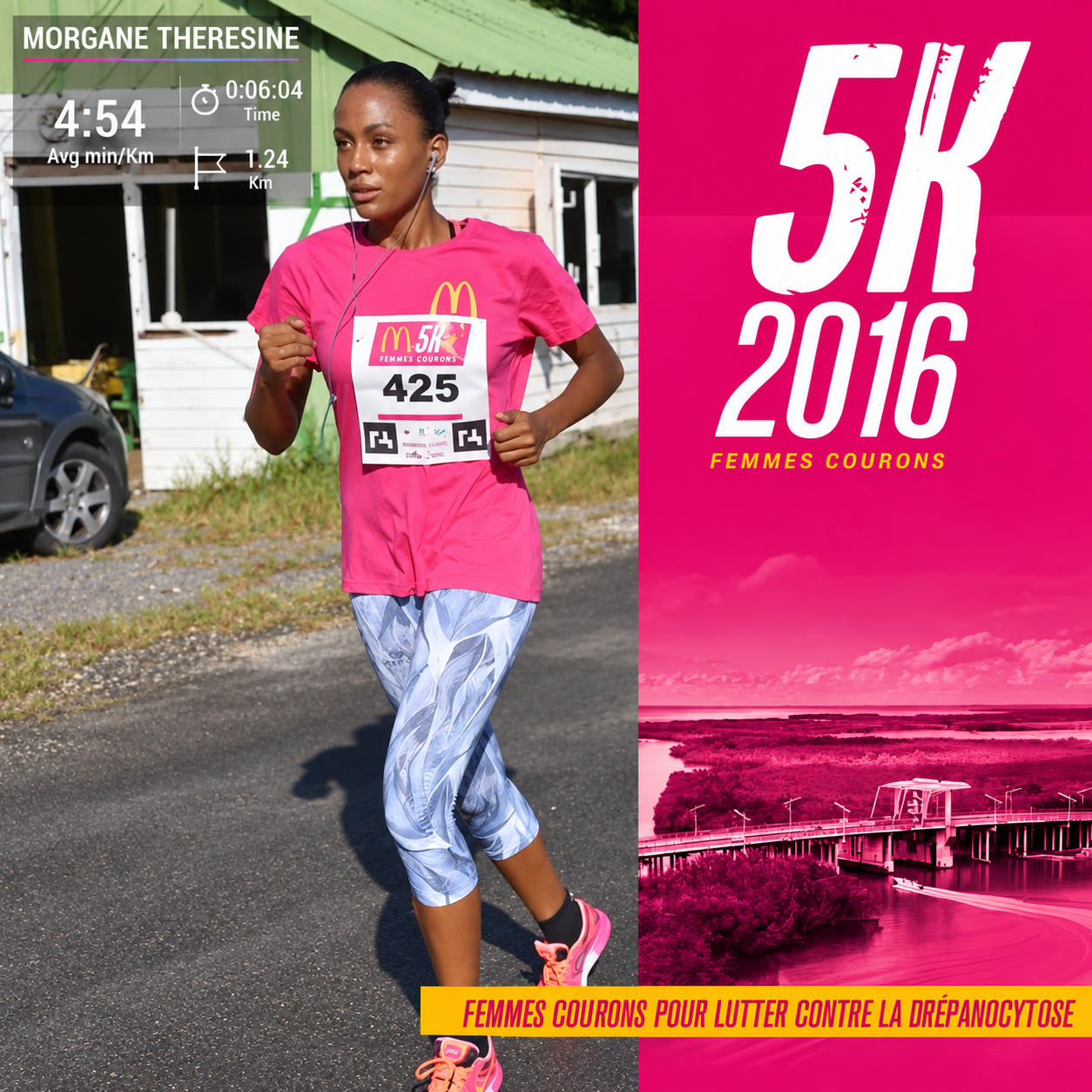 Morgane Thérésine participant au M5K McDonald’s Femmes courons à Jarry en Guadeloupe, le 23 octobre 2016.